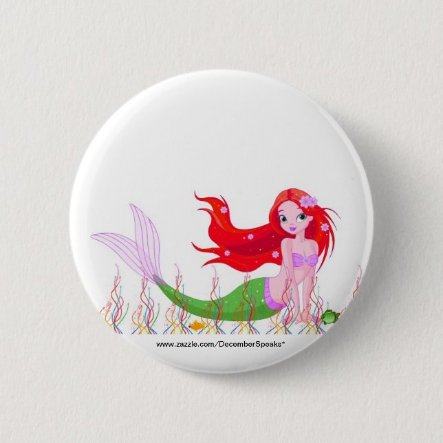 Mermaid under the sea 6 cm round badge (Front)