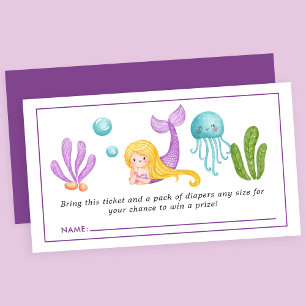 Mermaid Under The Sea Baby Shower Diaper Raffle En Enclosure Card