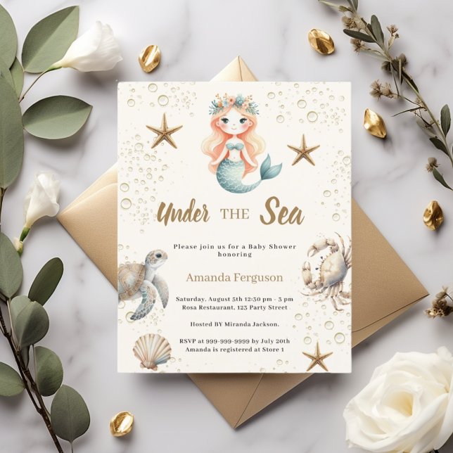 Mermaid Under the sea Baby Shower invitation (Creator Uploaded)