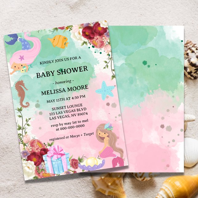 Mermaid Under The Sea Baby Shower Invitation (Creator Uploaded)