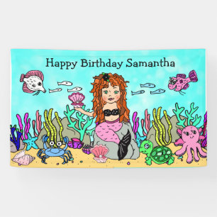 Mermaid Under the Sea Birthday Banner