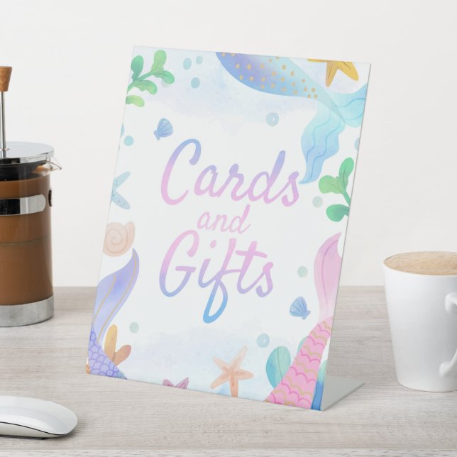 Mermaid Under The Sea Birthday Cards and Gifts Pedestal Sign (In SItu)