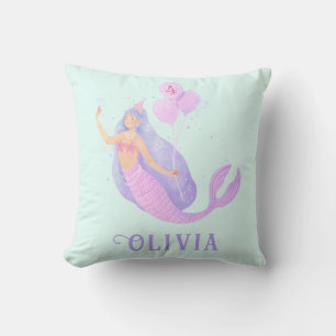 Mermaid Under the Sea Birthday Girl Age Blue Cushion
