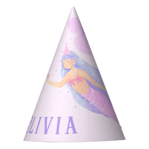 Mermaid Under the Sea Birthday Girl Age Name Pink Party Hat