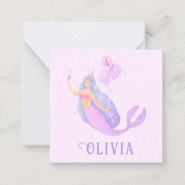 Mermaid Under the Sea Birthday Girl Age Party Card (Front)