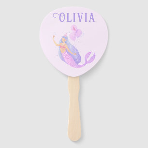 Mermaid Under the Sea Birthday Girl Age Pink Hand Fan