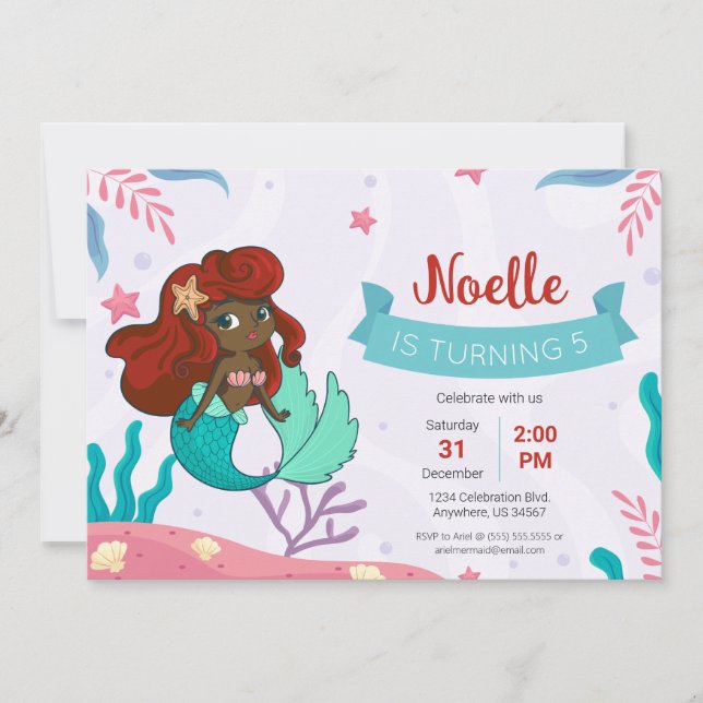 Mermaid Under the Sea Birthday  Invitation (Front)
