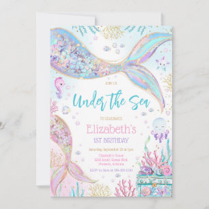 Mermaid Under the Sea Birthday Invitation