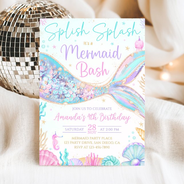 Mermaid Under the Sea Birthday Invitation (Creator Uploaded)