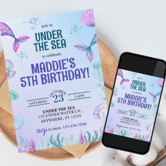 Mermaid Under the Sea Birthday Invitation (Creator Uploaded)