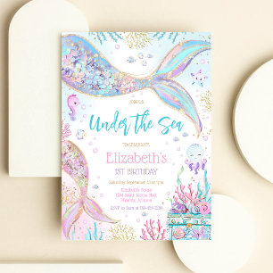 Mermaid Under the Sea Birthday Invitation