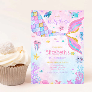 Mermaid Under the Sea Birthday Invitation
