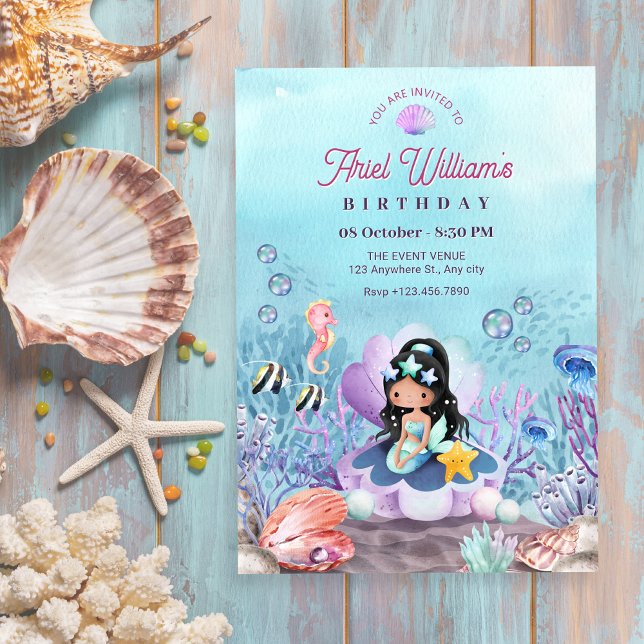 Mermaid under the sea birthday invitation (Creator Uploaded)