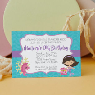 Mermaid Under the Sea Birthday Invitation