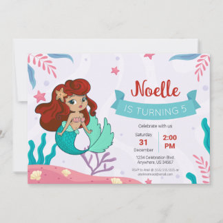 Mermaid Under the Sea Birthday Invitation
