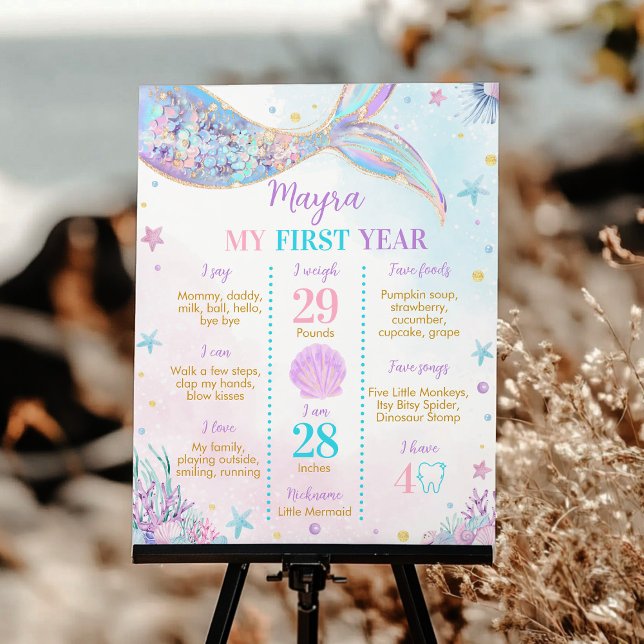 Mermaid Under the Sea Birthday Milestone Sign (Creator Uploaded)