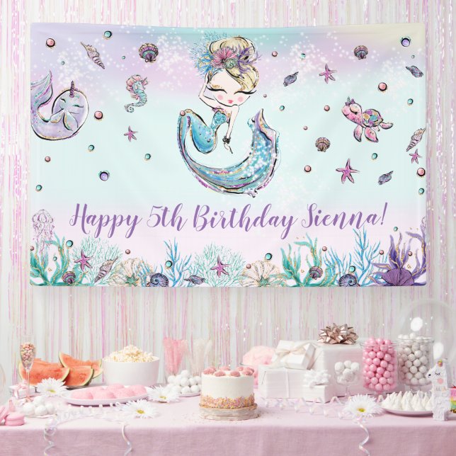 Mermaid Under the Sea Birthday Party Backdrop  Banner (Party)