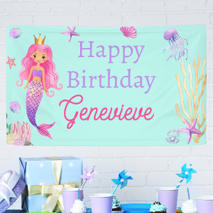 Mermaid Under The Sea Birthday Party Banner