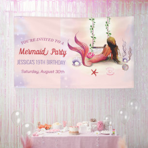 Mermaid Under The Sea Birthday Party Banner