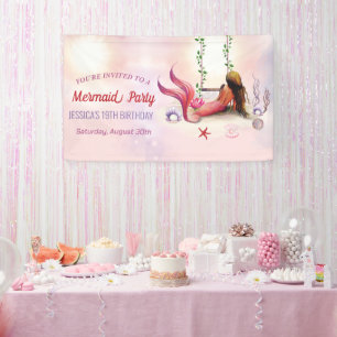 Mermaid Under The Sea Birthday Party Banner