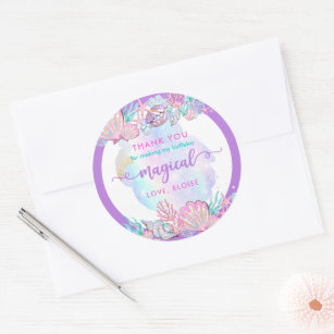 Mermaid Under The Sea Birthday Party Favour Classic Round Sticker