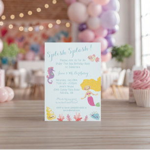 Mermaid Under the Sea Birthday Party Invitation