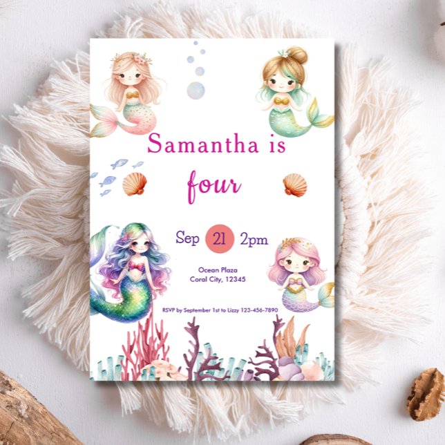 Mermaid Under The Sea Birthday Party Invitation (Creator Uploaded)