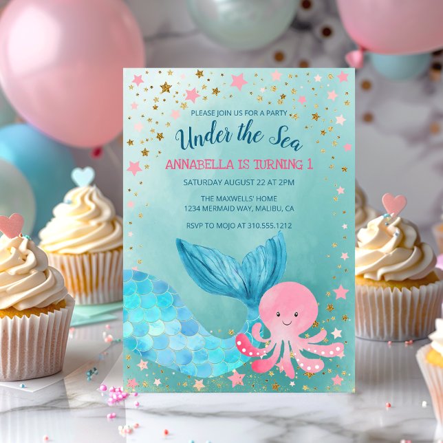 Mermaid Under the Sea Birthday Party Invitation (Creator Uploaded)
