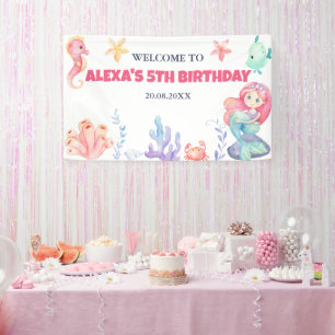 Mermaid Under the Sea Birthday welcome Banner