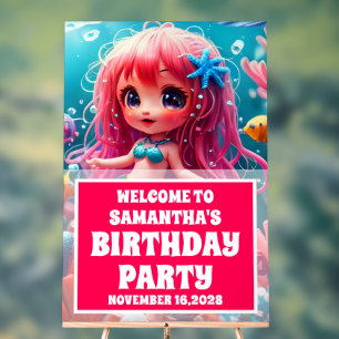 Mermaid Under the Sea Birthday Welcome Frosted Acrylic Sign