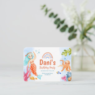 Mermaid Under The Sea Cute Birthday Enclosure Card
