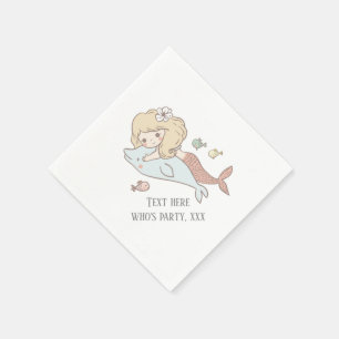 mermaid , under the sea, cute , girl, adorbale, napkin
