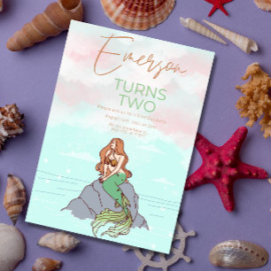 Mermaid Under the Sea Fairy tale Birthday  Invitation