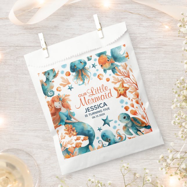 Mermaid Under The Sea Festive Girl Kids' Birthday  Favour Bags (Clipped)