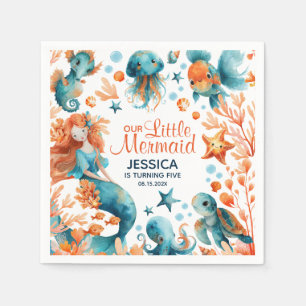 Mermaid Under The Sea Festive Girl Kids' Birthday Napkin