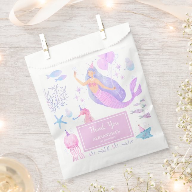 Mermaid Under the Sea Girl 1st Birthday Favour Bags (Clipped)