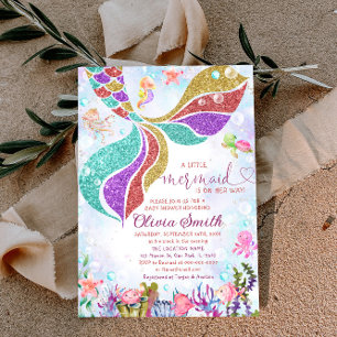 Mermaid Under the Sea Girl Baby Shower Invitation