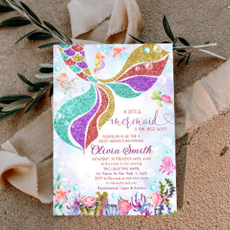 Mermaid Under the Sea Girl Baby Shower Invitation