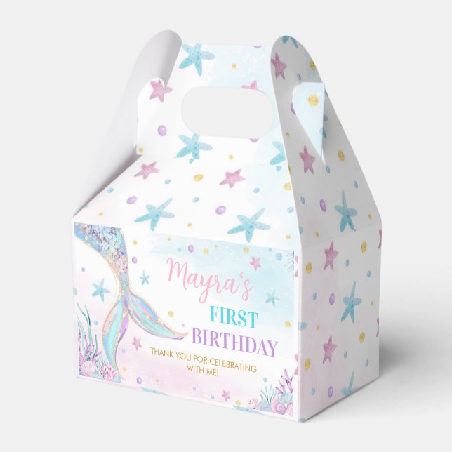 Mermaid Under the Sea Girl Birthday Favour Boxes (Front Side)