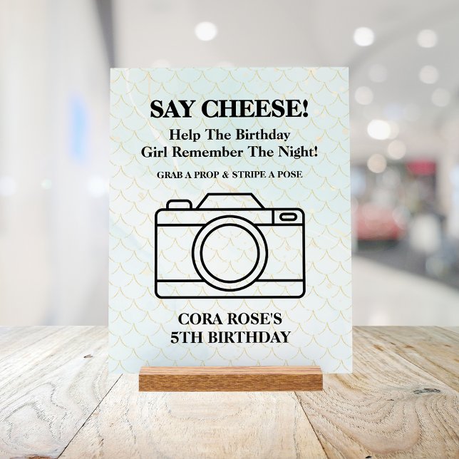 Mermaid Under The Sea Girl Birthday Party Acrylic Sign (Creator Uploaded)