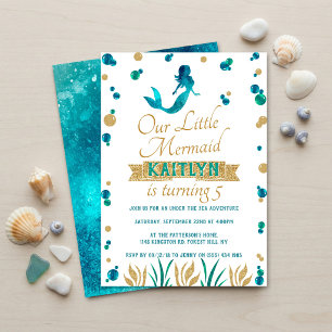 Mermaid Under The Sea Girls Any Age Birthday Invitation