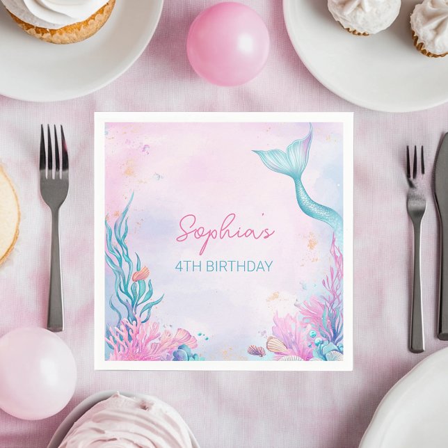 Mermaid Under The Sea Girls Birthday Party  Napkin (Creator Uploaded)