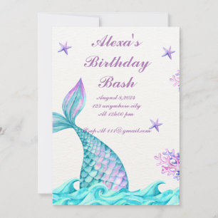 MERMAID UNDER THE SEA MAGICAL BIRTHDAY INVITATION