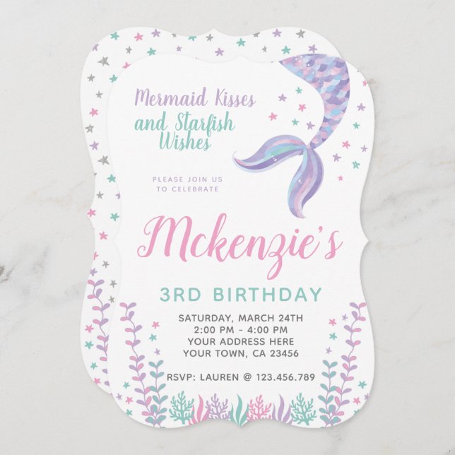 Mermaid, Under the Sea, Magical Invitation (Front/Back)