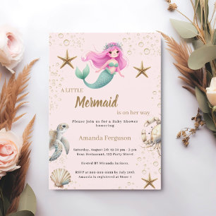 Mermaid Under the sea ocean animals Baby Shower Invitation