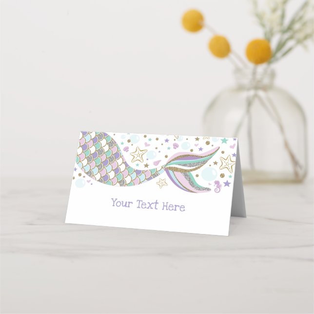 Mermaid Under the Sea Party Beach Ocean Baby Girl Place Card (Front)