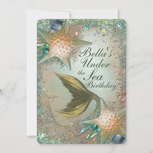 Mermaid Under the Sea Party Invitations (Front)
