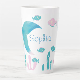 Mermaid Under the Sea Pastel Pink Blue Latte Mug