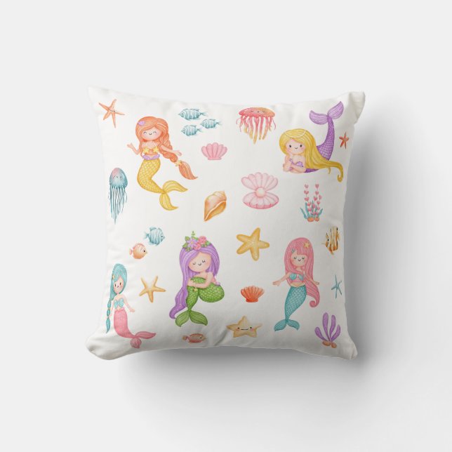 Mermaid Under The Sea Pattern Cushion (Front)