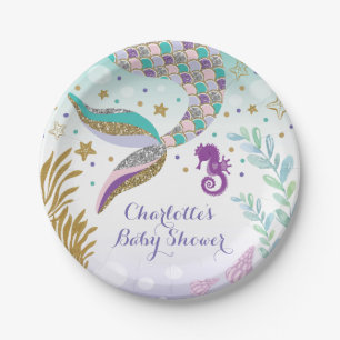 Mermaid Under the Sea Pool Party Birthday Girl Paper Plate